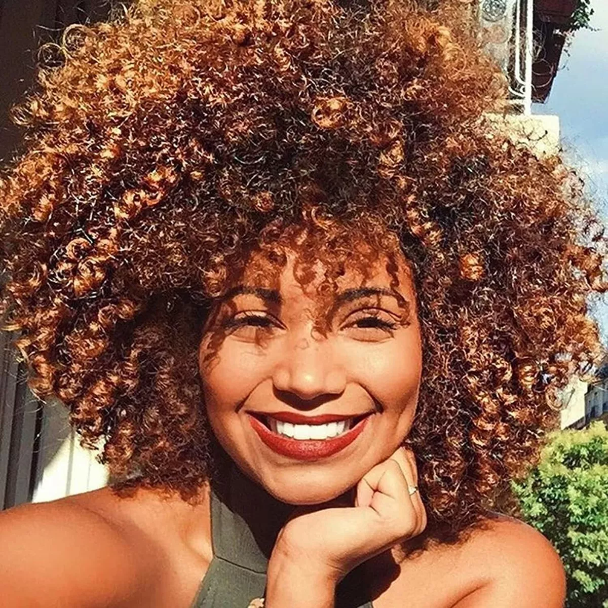 Curly wigs with store bangs for african american