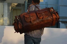 30" Extra LARGE New Men's Real Leather Luggage Travel Weekend Duffle Sport S Bag