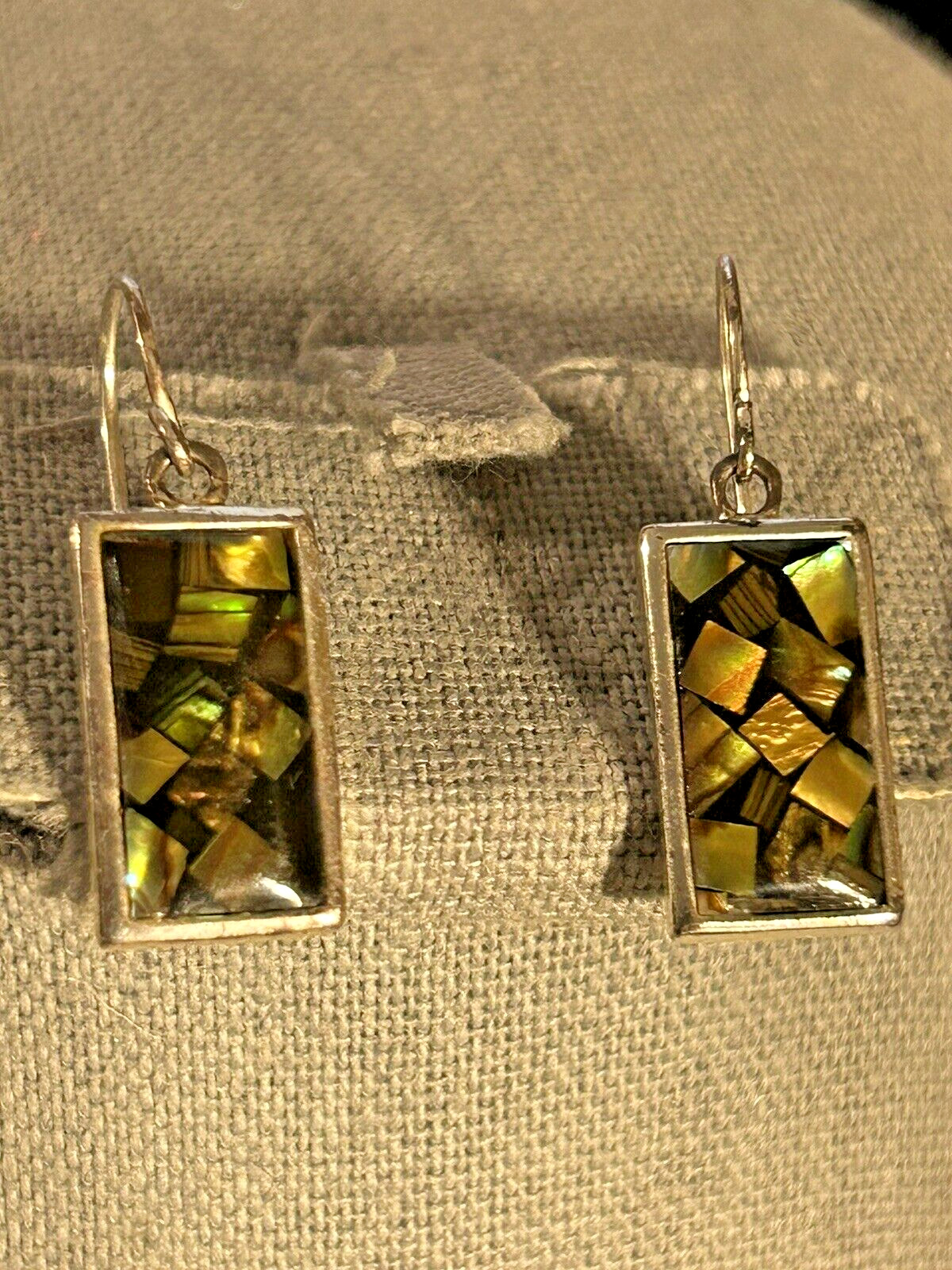 Abalone Shell Sterling Silver 925 Rectangle Penda… - image 2