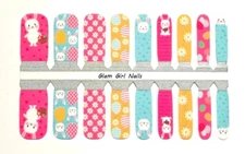 Easter Bunny Fun KIDS SIZED Nail polish strips / Nail Wraps / Nail Stickers