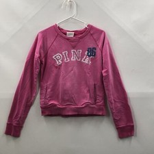 Victoria's Secret Pink Womens Pink Long Sleeve Pockets Pullover Sweatshirt Small