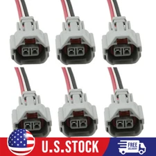 6pcs Universal Denso Fuel Injector Connector Plug Pigtail Harness Cable Wire US