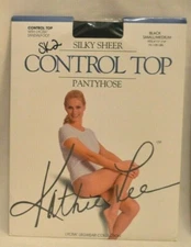 Kathie Lee Silky Sheer Control Top Pantyhose Black Small/Medium (SK2)