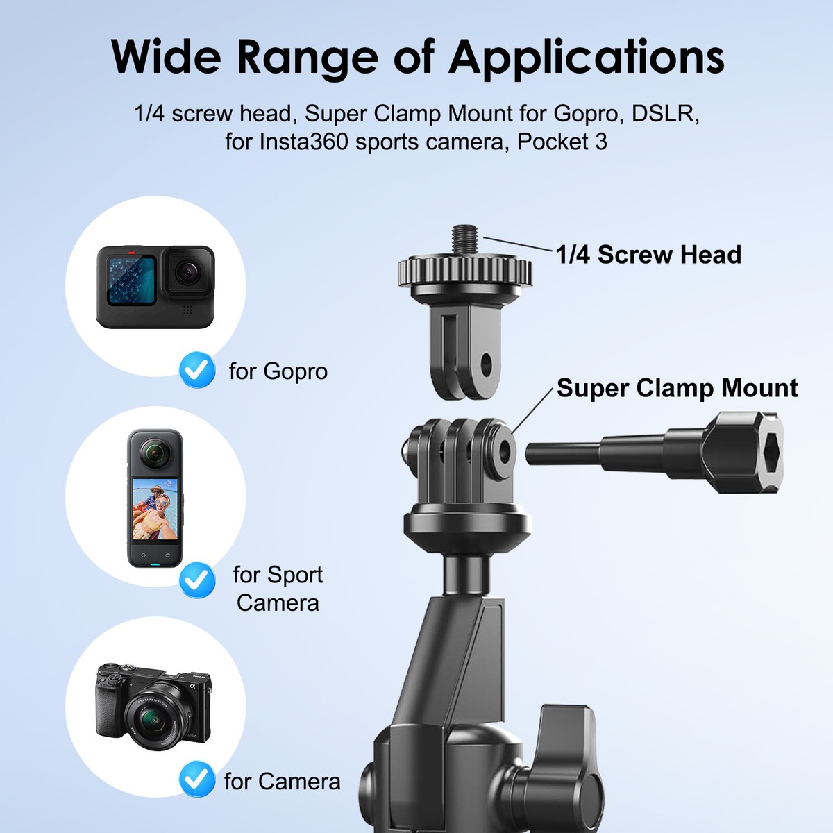 Supporto per clip per parabrezza moto per Go Pro 13 12 11