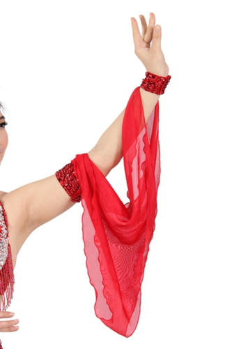 Belly Dance Costume Accessories 1Pcs Arm Sleeves Wrist Adjustable Chiffon Sleeve - Picture 27 of 35