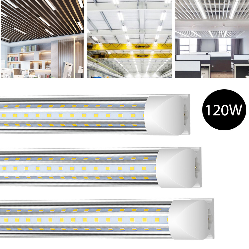 T8 LED Shop Light Fixtures 2FT 4FT 8FT D-shape Garage Ceiling Lights 28W~120W 8
