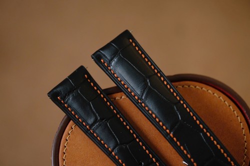 Omega Seamaster Planet Ocean strap size 22/18 black orange stitching with clasp - Picture 2 of 5