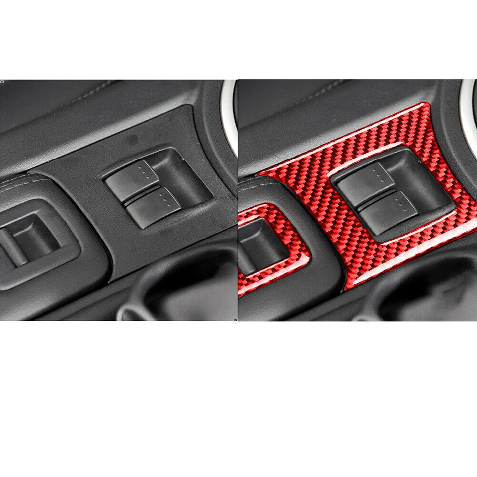 Para Mazda MX-5 Miata 2012-15 acabamento de quadro interruptor central interior fibra de carbono vermelho - Imagem 3 de 4