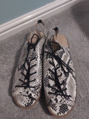 Topshop Womens snakeskin lace up Slingback Heel UK low heel