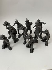 1960'S VINTAGE 6" LOUIS MARX WWII SOLDIER FIGURES LOT OF 10 SILVER GREY Soldiers