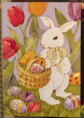 EASTER BUNNY TULIPS RABBIT EGG BASKET FLOWER SPRING FLOWERS LARGE YARD FLAG NEW
