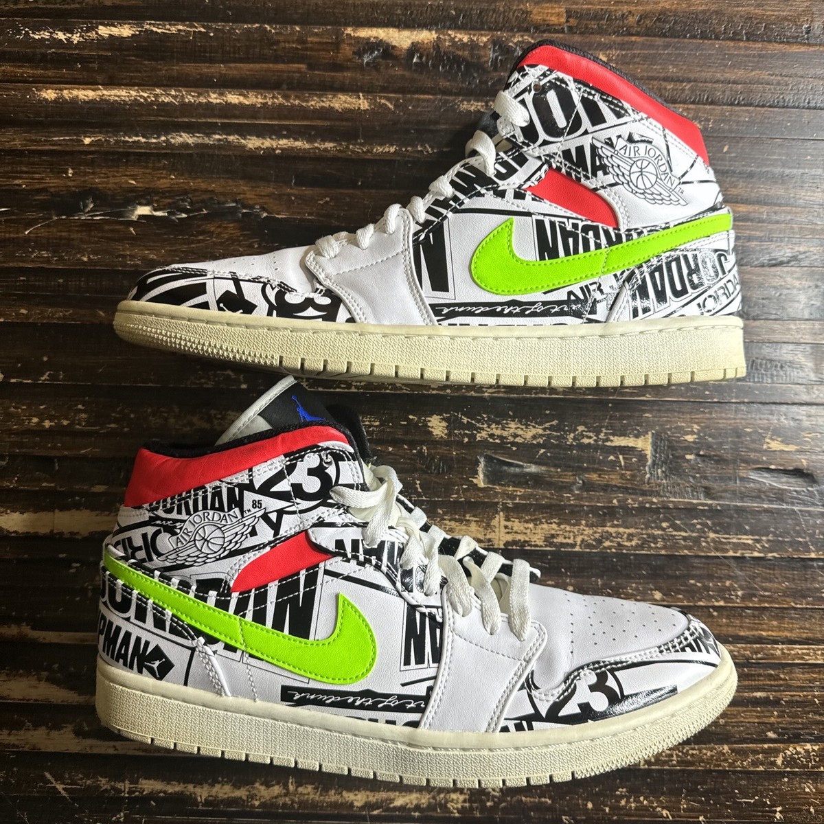 Jordan 1 Mid All Over Logos 554724-119 Size 11 Pre-Owned No Jordan 1 Mid All Over Logos 554724-119 Size 11 Pre-Owned No