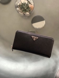 large leather wallet prada