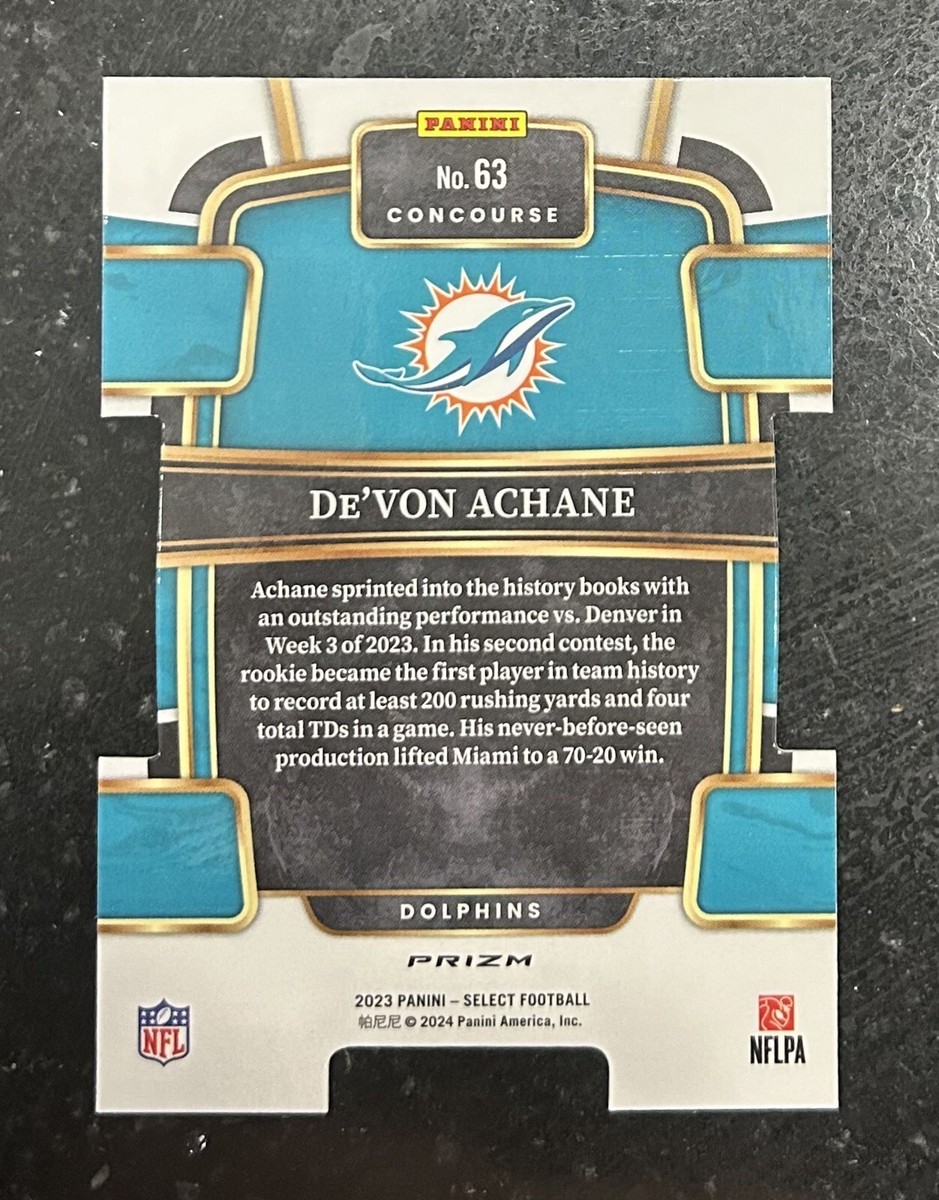 2023 Select Concourse De'Von Achane SILVER Prizm Die-Cut Rookie RC