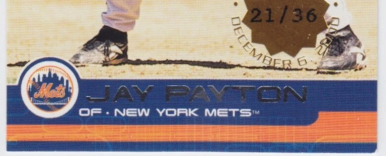 2001 Pacific Premiere Date - Jay Payton -  #275 - Mets - 21st of 36 - NrMt - Image 3 of 4