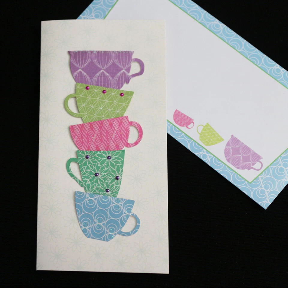 NEW Handcrafted Pop up Teacup Blank Any Occasion Invitation CARD+Envelope Set 3 - Image 2 of 4