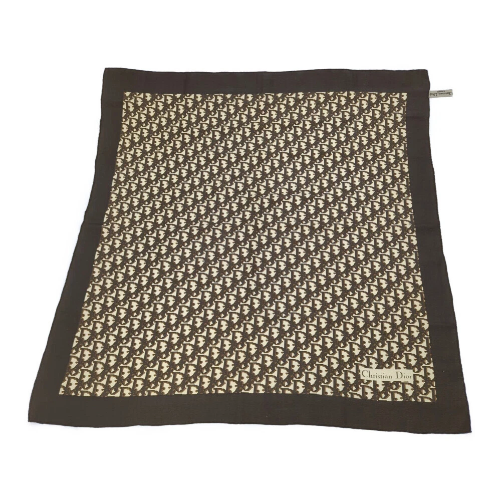 Christian Dior trotteur en soie signature logo motif écharpe col/marron