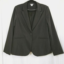 Liz Claiborne Blazer Jacket Women's 12 Career Business Casual Gray Vintage Y2K