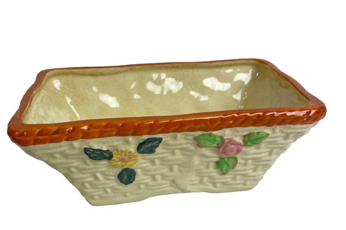 Vintage 1950's Floral Daisy Roses Ceramic 6" Indoor Planter Trinket Bowl Japan - Picture 5 of 7