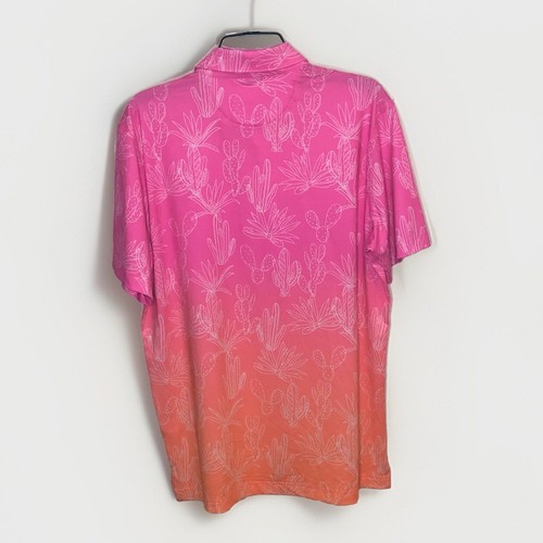 Chubbies Herren Größe Large Sonnenuntergang Sukkulenten Performance Polo rosa Farbverlauf Kaktus - Bild 2 von 18