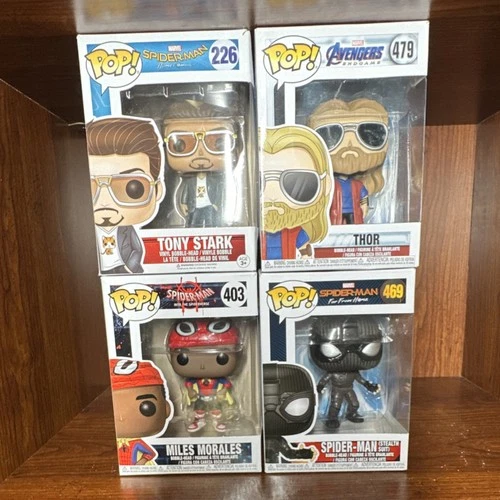 Funko Pop! Marvel LOT Tony Stark, Thor, Miles Morales, Spider-Man #226 #479 403