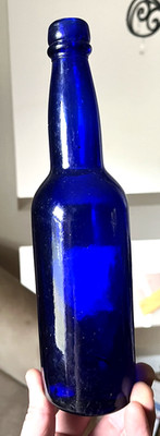 NICE COBALT BLUE COLORED BEER BOTTLE A.B.G.CO. APPLIED LIP 1880'S ERA CLEAN L@@K