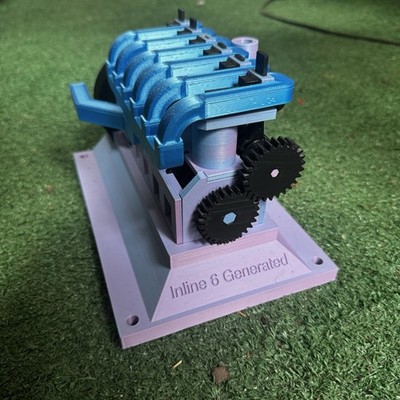 3d Printed Inline 6 Compressed Air Engine Model