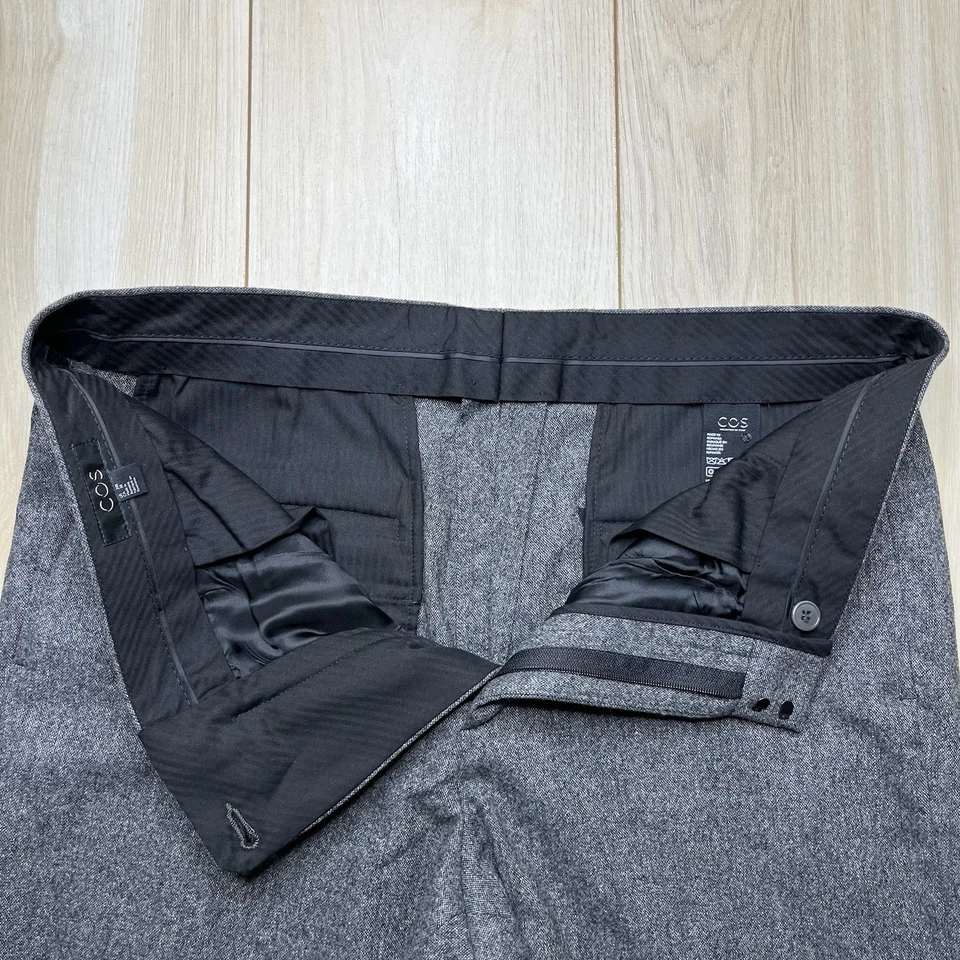 Pantalones COS Hombres 34x30 Gris Carbón Lana Mezcla Cachemira Pierna Cónica Pantalones Foto 4 de 4