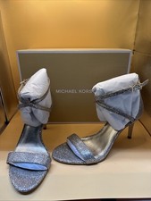 Michael Kors Simone Mid Gold Glitter Strappy Slingback Sandal New w/Box Size 7M