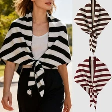 Women Wool Blend Warm Shawl Wraps Knotted Cardigan Cape Triangle Scarf Poncho