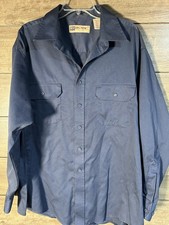 VTG 1970  s-80  s Big Mac Navy Blue Long Sleeve Button Up Work Shirt 17-17 1/2 XL