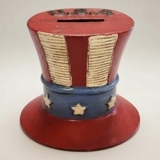 USA Hat Cast Iron Coin Bank