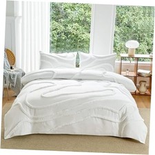 Washed Microfiber Duvet Cover Set Size, Tufted Design 3 Pieces Queen Wavy