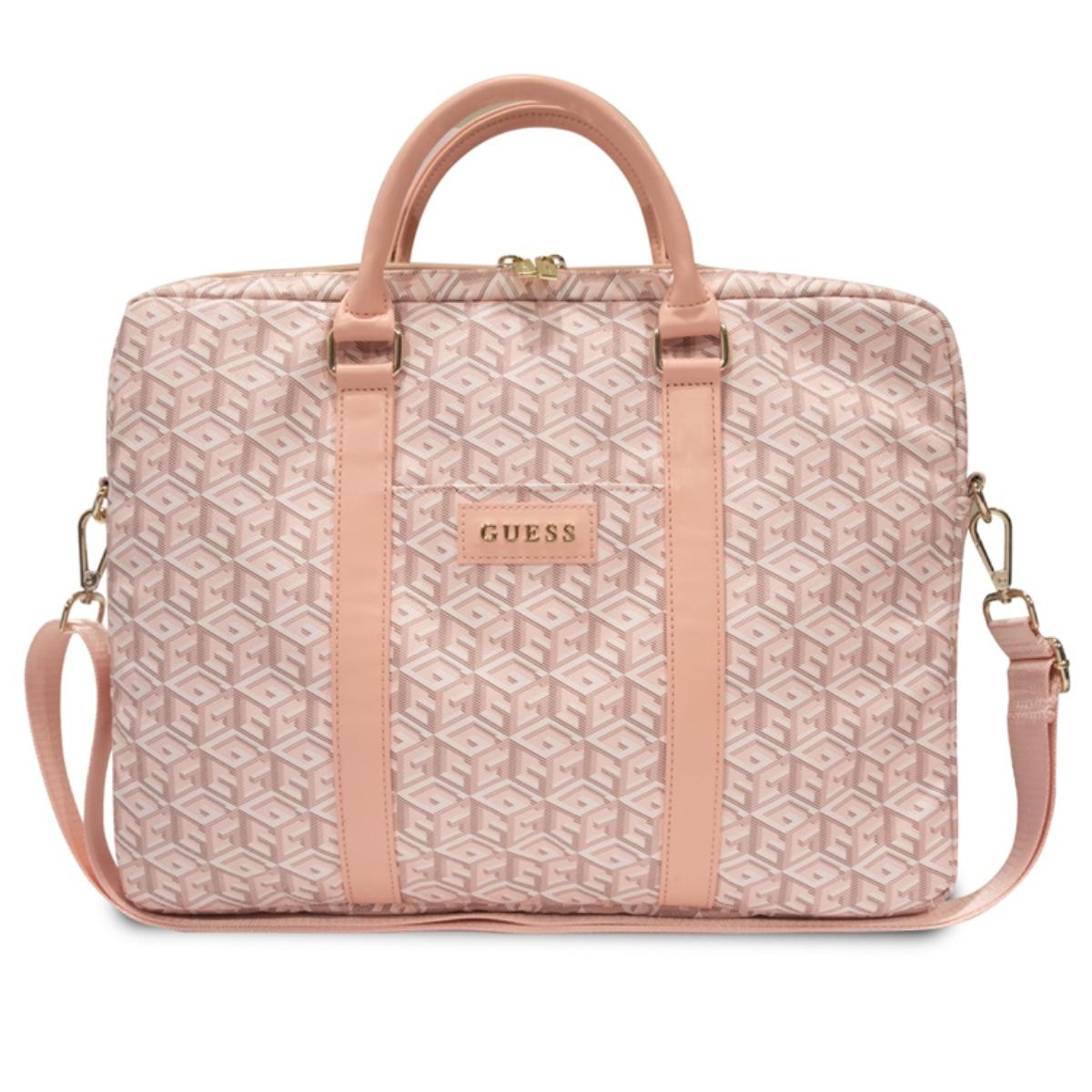 Sacoche ordinateur 16 pouces Guess G Cube rose pour tablette