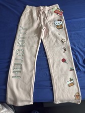 Pantalón deportivo Hello Kitty Aeropostale Holiday Cookie pierna ancha rosa mediano nuevo con etiquetas