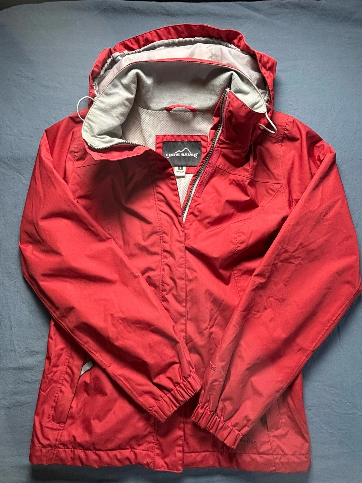 Eddie Bauer WeatherEdge Jacket Men’s S Red Hooded Outdoor Shell Coat