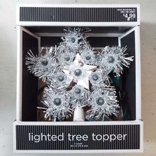 Target White Silver STAR Lighted Christmas Tree Topper Vtg 2009