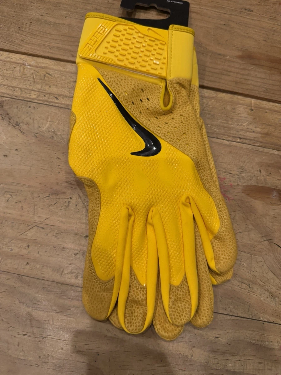 Guantes de bateo de béisbol Nike Alpha Huarache Elite XXL piel de oveja cuero amarillo