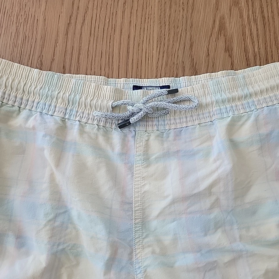 Vilebrequin Swim Shorts Men's Large Drawstring Yellow Plaid Lined Pockets Pastel - Image 2 of 4