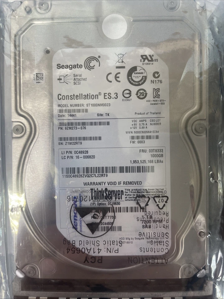 Lot of 6  7.2K RPM 64MB CACHE 6Gb/s SAS 3.5" HDD Read*** 2 tb and 1 tb - Image 2 of 4