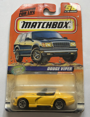 1998 Matchbox Yellow Dodge Viper Super Cars Series 56 out of 75 NIP