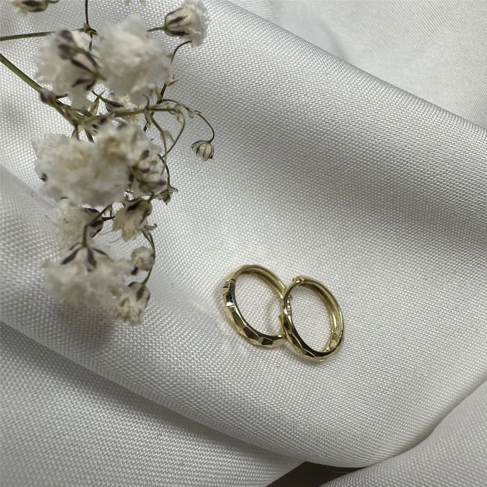 Boucles d'Oreilles Créoles Articulées en Or Jaune 9 Carats - Photo 3/4