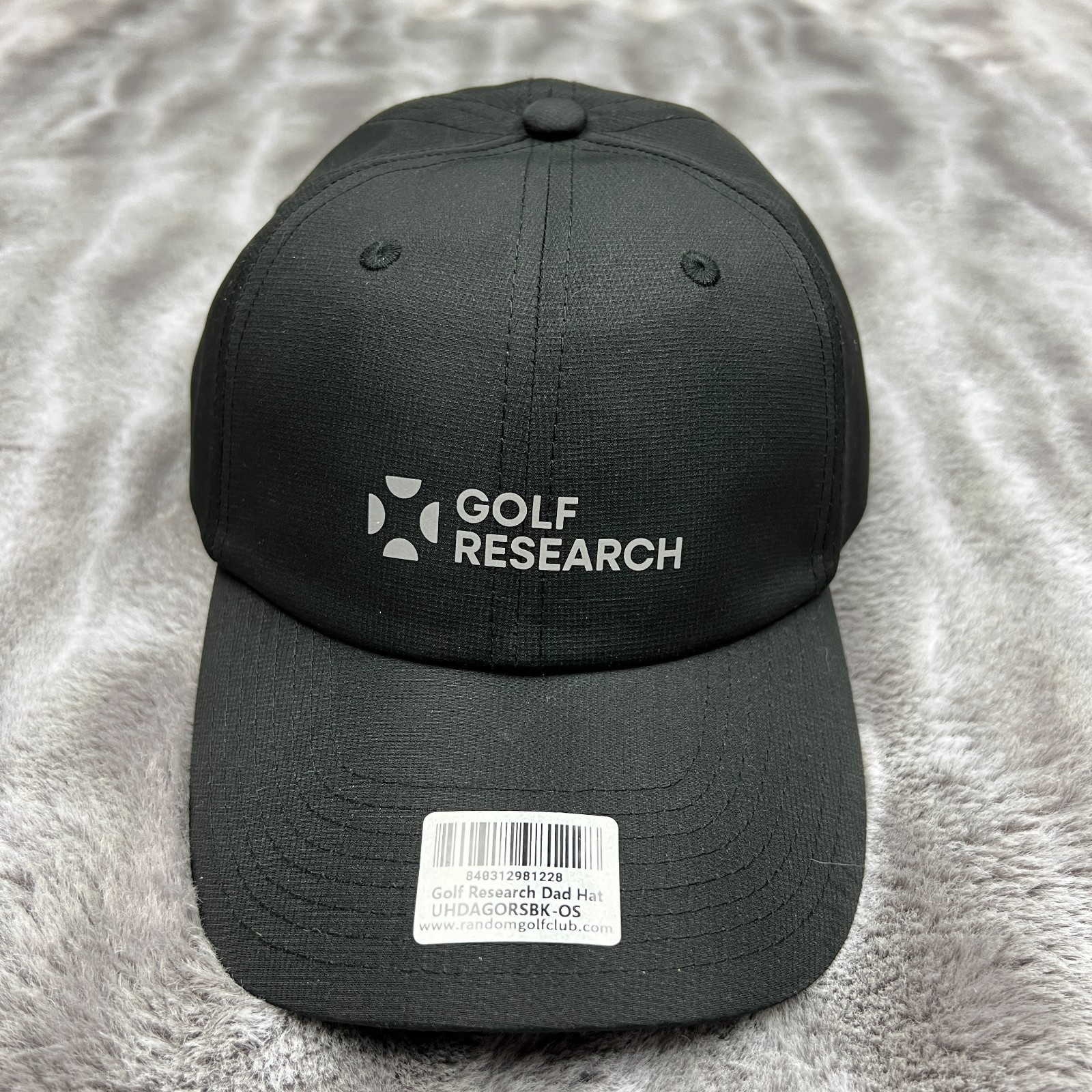 Golf Research Hat Mens One Size Black Adjustable Strap Back Performance Athletic