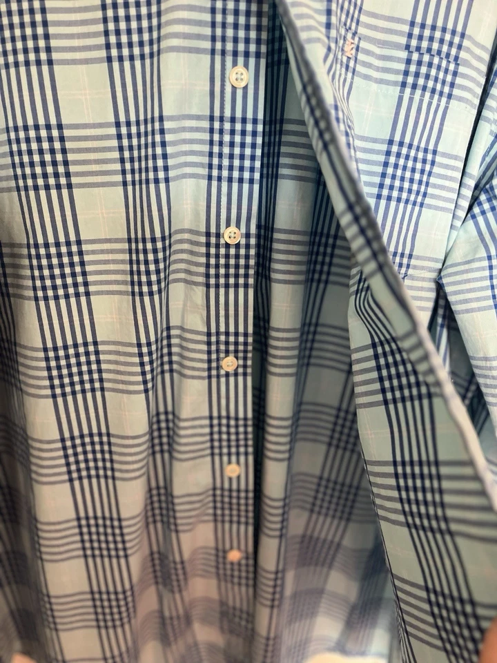 Izod Men’s Blue Plaid Long Sleeve Button Down Dress Shirt Size XXL Front Pocket - Image 4 of 4