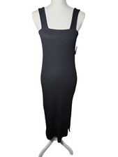 Old Navy Black Fitted Sleeveless Rib-knit Midi Dress Nwt Size Medium