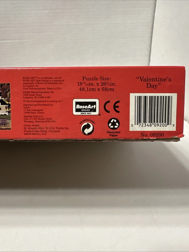 RoseArt Hometown Collection "Valentine's Day" 1000 Piece Jigsaw Puzzle Missing 1 - Image 4 of 4