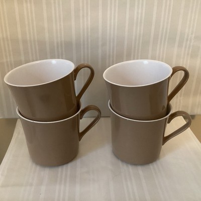 Melamine Mugs Cups Oneida Deluxe Set of 4 Brown 3307 Granny Core 