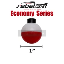 1" inch Plastic Round Fishing Bobbers Floats - RED & WHITE - 10-count