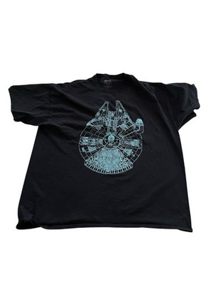 Star Wars Glow In Dark T-Shirt Mens 3XL Black Millennium Falcon Graphic Cotton