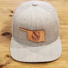 Oklahoma Logo Branded Bills Hat Cap Snapback Gray Leather Patch One Size